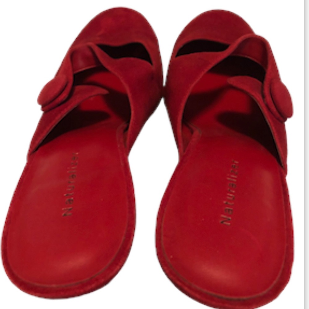 NATURALIZER‎ - Women’s Red Suede Leather Mary Jane Mule Slides Pump - Size 8M - Picture 7 of 15